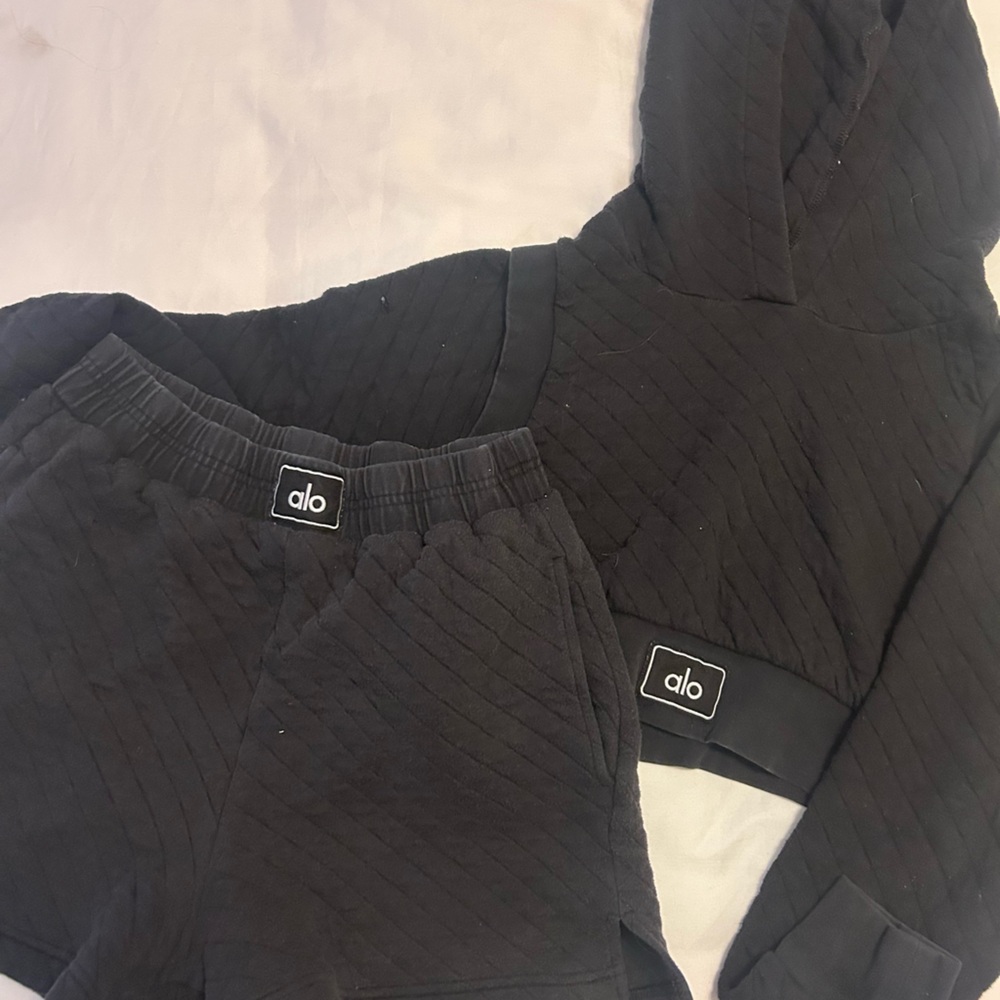 ALO Yoga Quilted Shorts & Hoodie Set